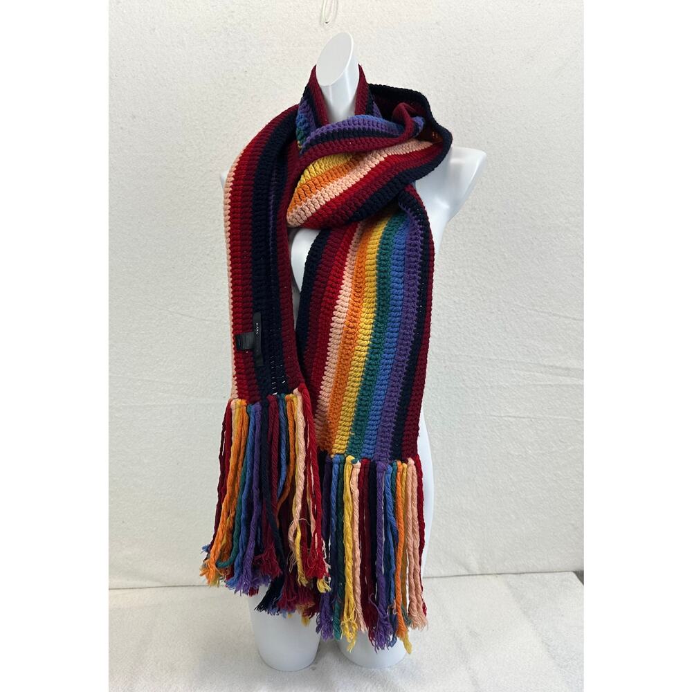 Marc Jacobs 100% Lambswool Rainbow Scarf Bold Casual Academia - Picture 3 of 7